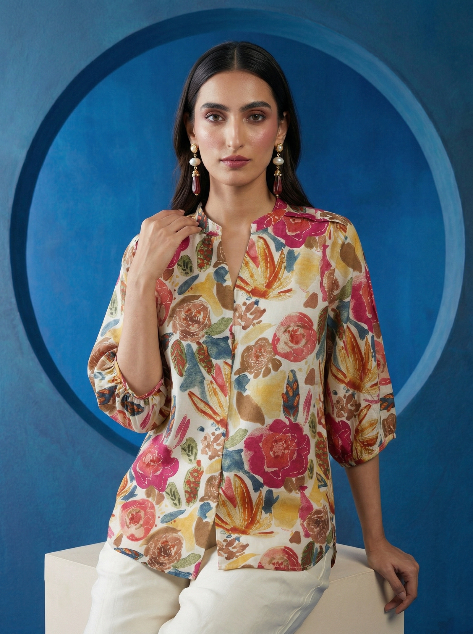 multicolour-floral-print-top-and-pant-co-ord-set