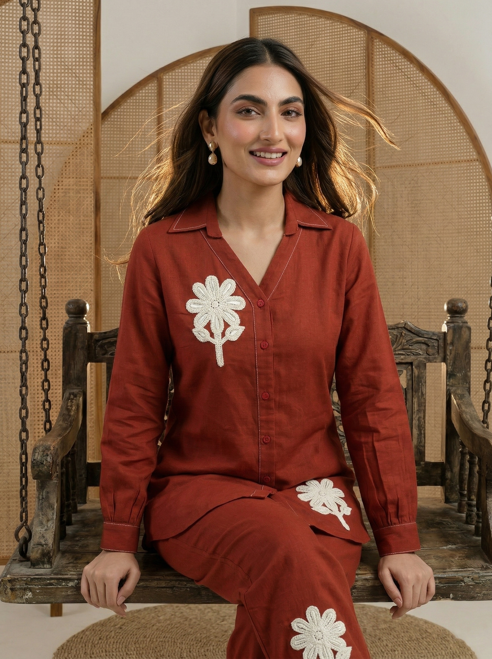 rust-pure-cotton-embroidered-butta-straight-co-ord-set