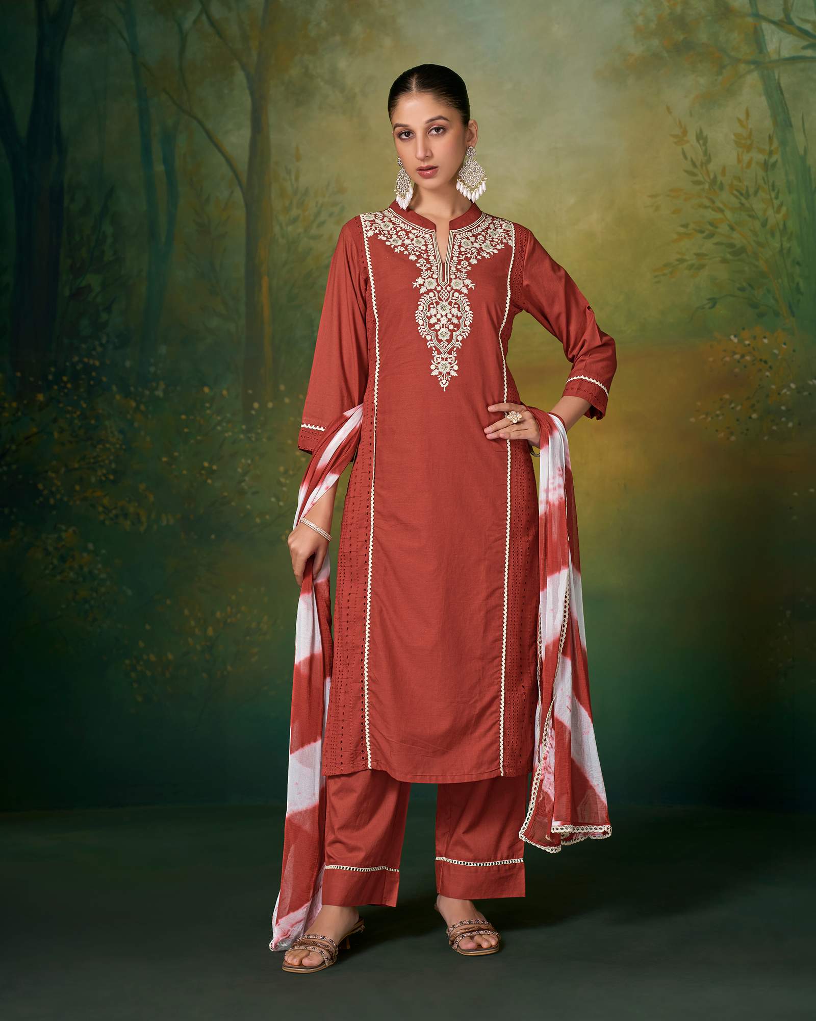 maroon-pure-cotton-schiffli-embroidered-straight-kurta-set-with-cotton-pants-najmin-chiffon-dupatta