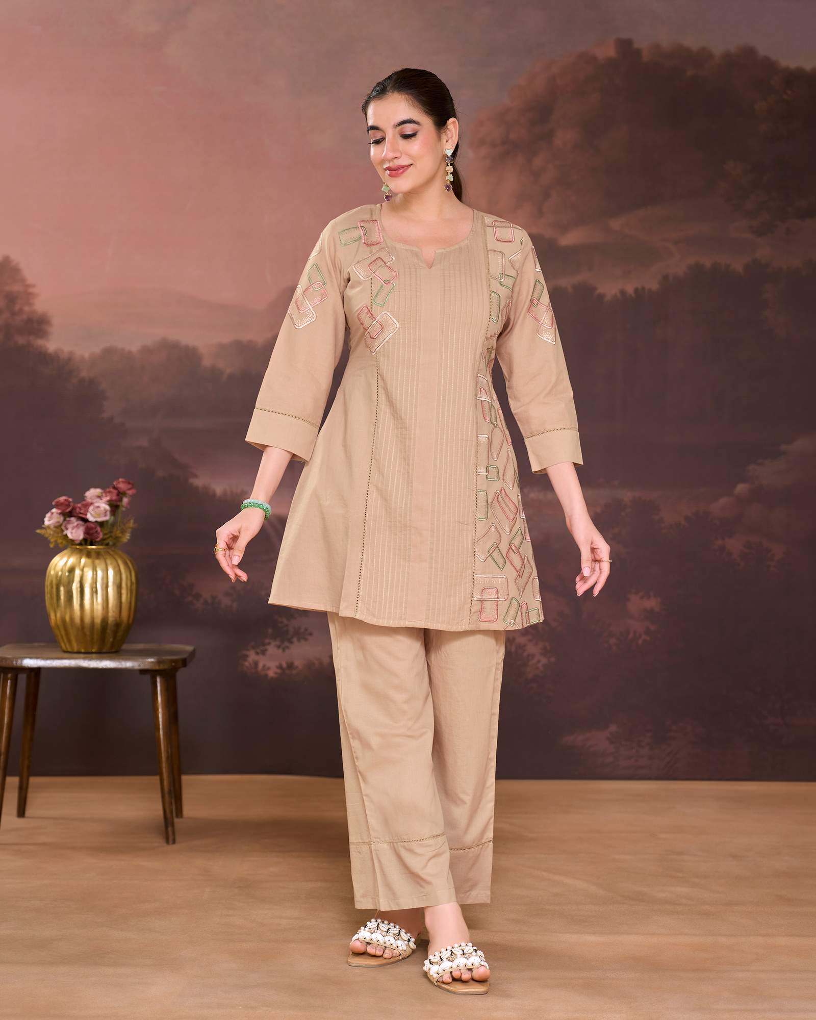 brown-pure-cotton-embroidered-co-ord-set-for-women
