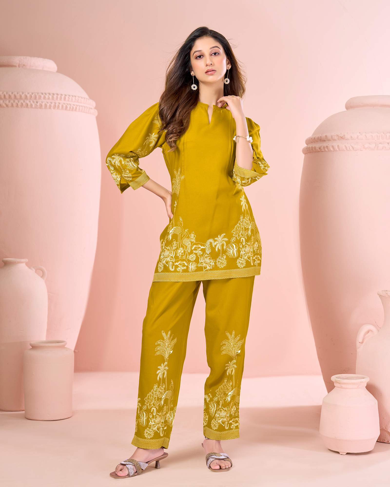 mustard-rayon-floral-printed-co-ord-set-for-women
