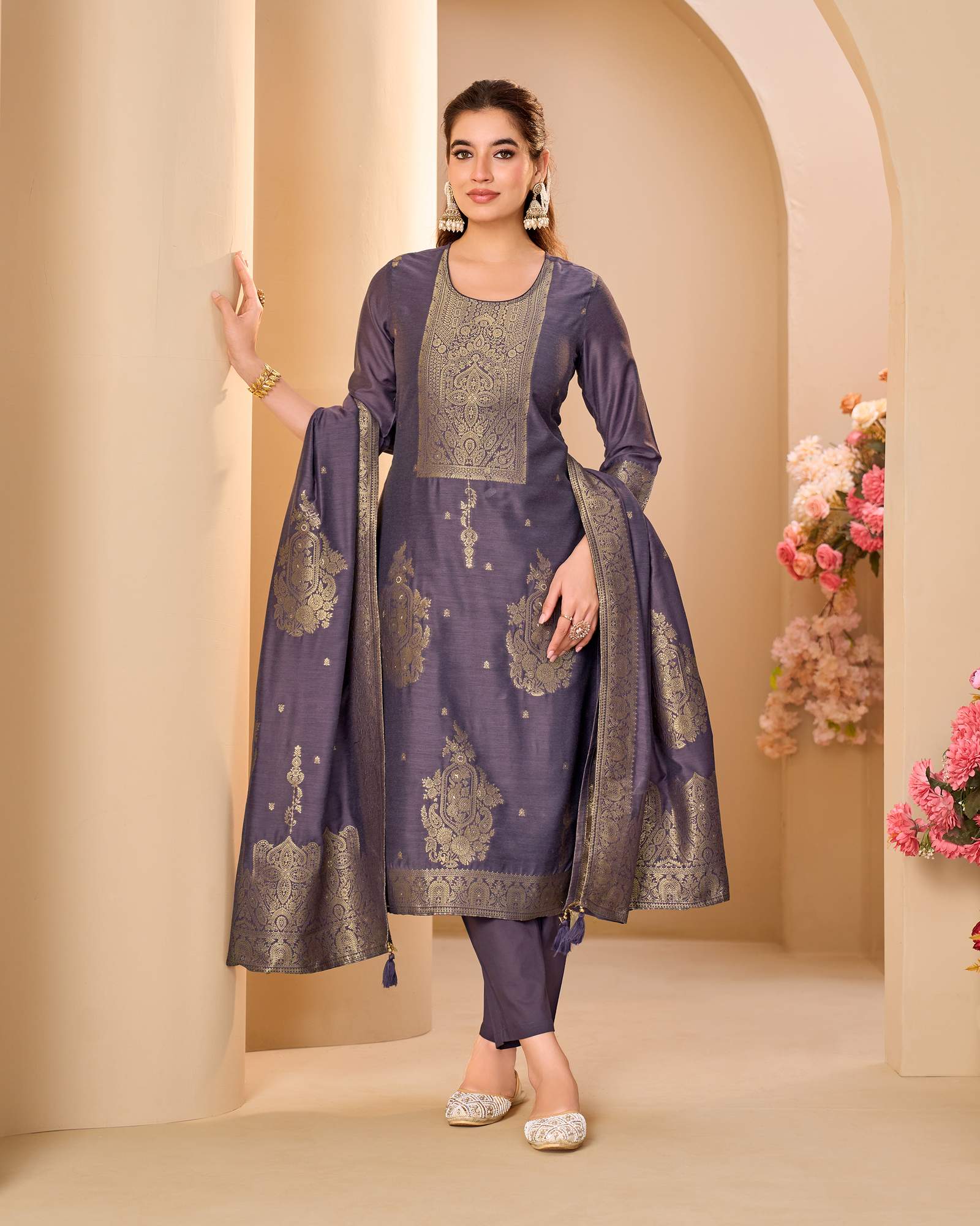 womens-lilac-jacquard-art-silk-straight-kurta-set-with-cotton-bottom-silk-blend-dupatta-3