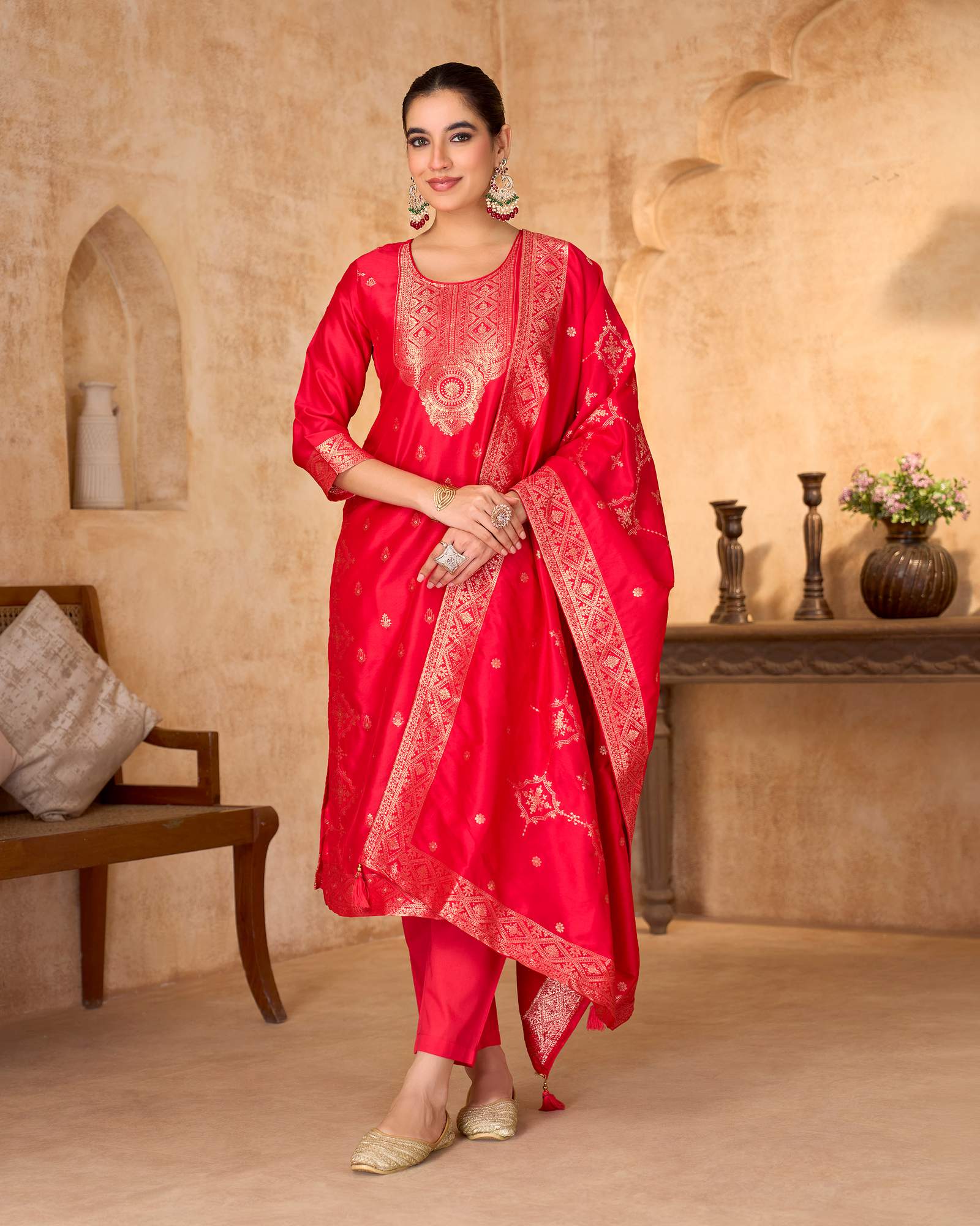 womens-rani-jacquard-art-silk-straight-kurta-set-with-cotton-bottom-silk-blend-dupatta