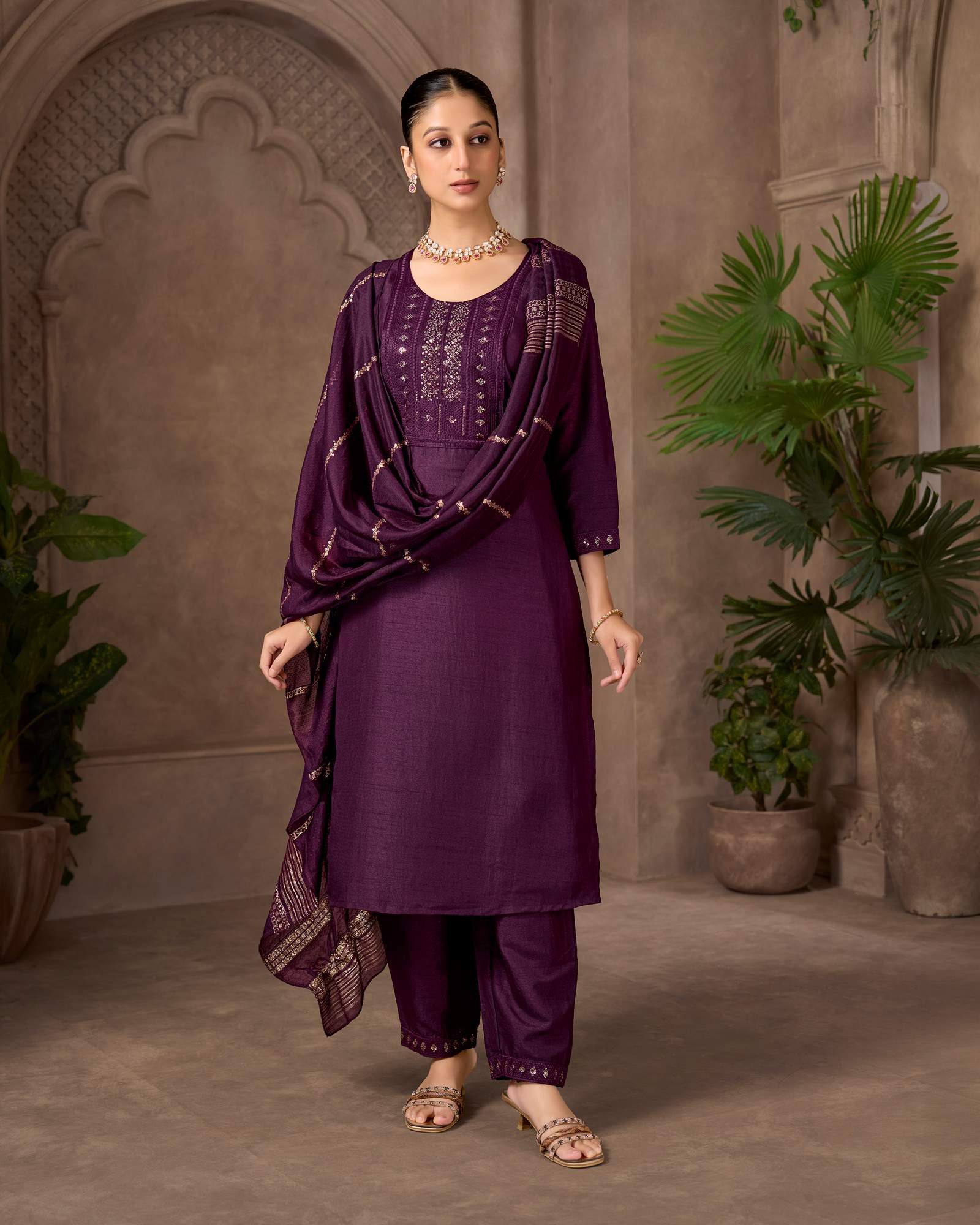 wine-silk-blend-embroidered-kurta-set-with-dupatta-for-women
